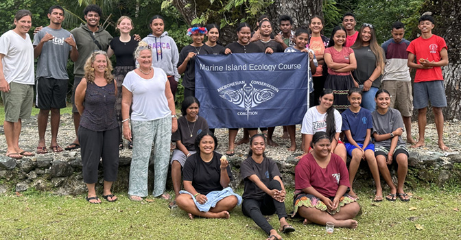 Marine Island Ecology Course (MIEC) Class of 2023 on the Campus of Yap Catholic High School, Yap, FSM.