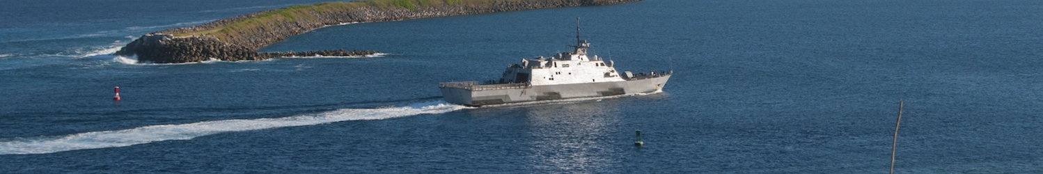 141211-N-ZI019-058
SANTA RITA, Guam (Dec. 11, 2014) The  littoral combat ship USS Fort Worth (LCS 3) enters Apra Harbor for a port visit on U.S. Naval Base Guam. This is Fort Worth’s first visit to the island during its 16-month rotational deployment in support of the Indo-Asia Pacific rebalance. (U.S. Navy photo by Leah Eclavea/Released)